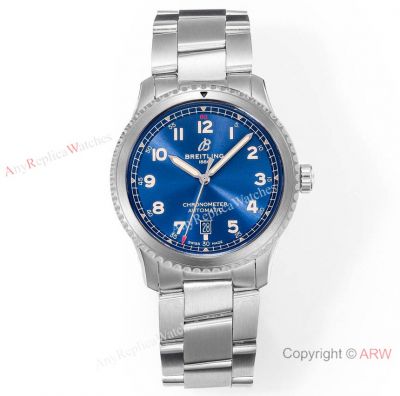 BLS Swiss Made Breitling Aviator 8 Automatic 41 Watch Blue Dial Stainless Steel